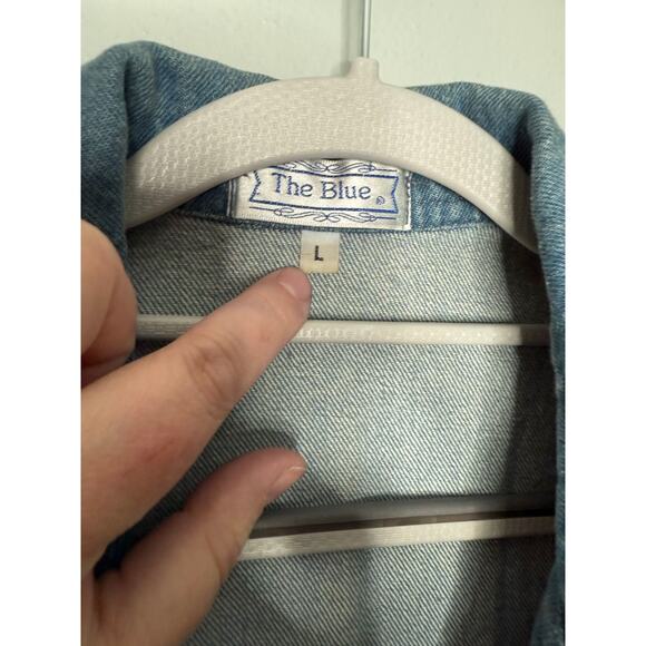 Vintage 90s The Blue Denim Rodeo Cowgirl Western Jean Blazer Jacket - Picture 2 of 9